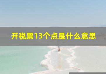 开税票13个点是什么意思