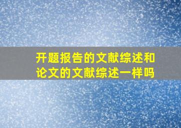 开题报告的文献综述和论文的文献综述一样吗