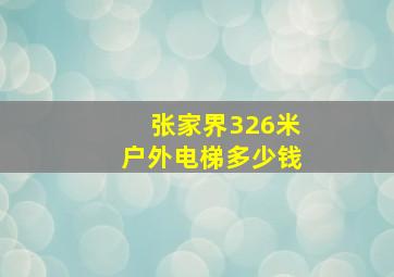 张家界326米户外电梯多少钱