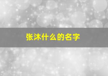 张沐什么的名字