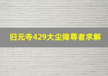 归元寺429大尘障尊者求解