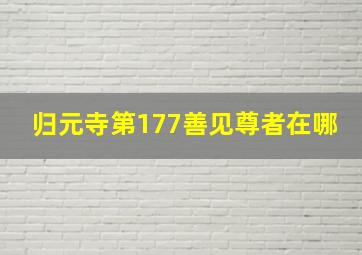 归元寺第177善见尊者在哪