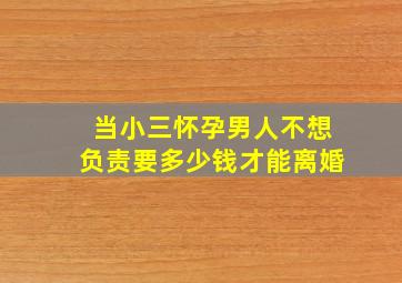 当小三怀孕男人不想负责要多少钱才能离婚