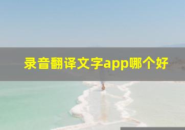 录音翻译文字app哪个好