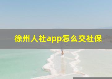 徐州人社app怎么交社保