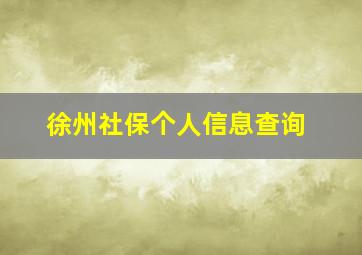 徐州社保个人信息查询