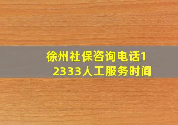 徐州社保咨询电话12333人工服务时间