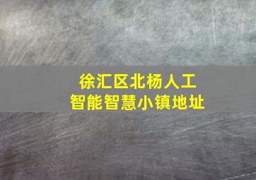 徐汇区北杨人工智能智慧小镇地址