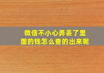 微信不小心弄丢了里面的钱怎么查的出来呢