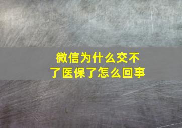 微信为什么交不了医保了怎么回事