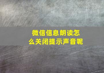 微信信息朗读怎么关闭提示声音呢