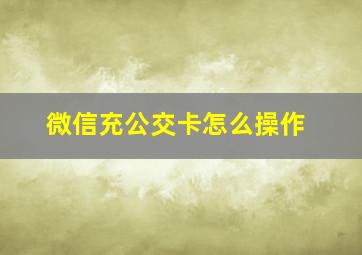 微信充公交卡怎么操作