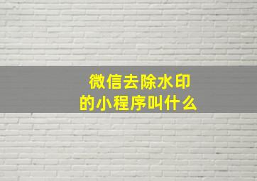 微信去除水印的小程序叫什么