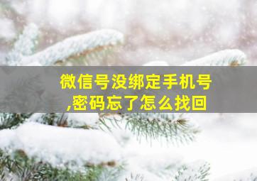 微信号没绑定手机号,密码忘了怎么找回