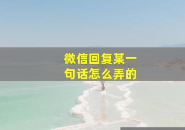 微信回复某一句话怎么弄的