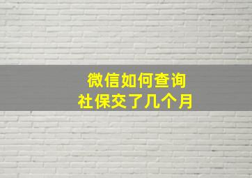 微信如何查询社保交了几个月