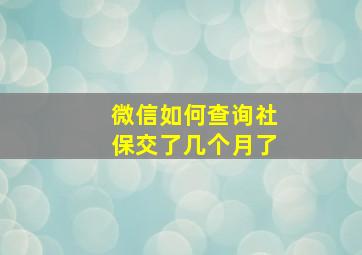 微信如何查询社保交了几个月了