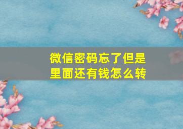 微信密码忘了但是里面还有钱怎么转