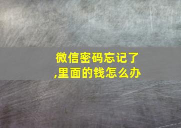 微信密码忘记了,里面的钱怎么办