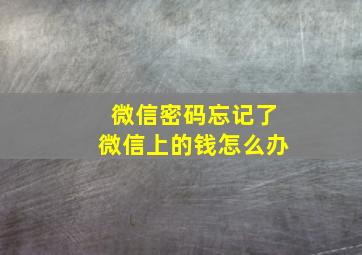 微信密码忘记了微信上的钱怎么办