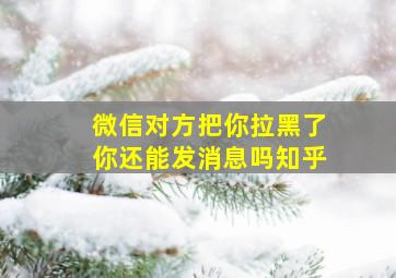 微信对方把你拉黑了你还能发消息吗知乎