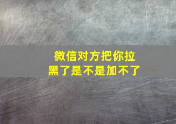 微信对方把你拉黑了是不是加不了