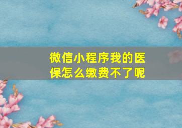 微信小程序我的医保怎么缴费不了呢