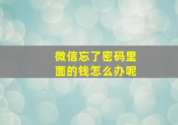 微信忘了密码里面的钱怎么办呢