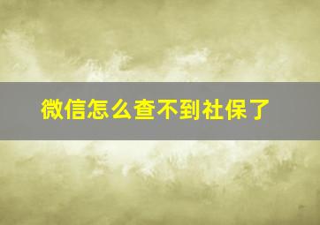 微信怎么查不到社保了