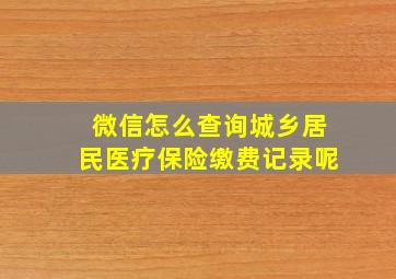 微信怎么查询城乡居民医疗保险缴费记录呢