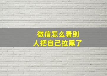 微信怎么看别人把自己拉黑了