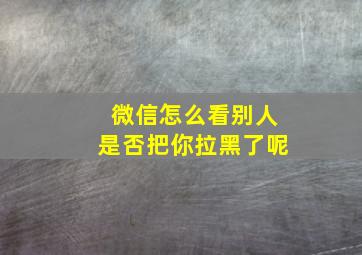 微信怎么看别人是否把你拉黑了呢