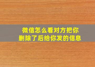 微信怎么看对方把你删除了后给你发的信息