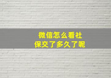 微信怎么看社保交了多久了呢