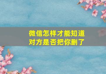 微信怎样才能知道对方是否把你删了