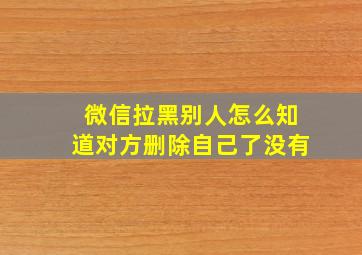 微信拉黑别人怎么知道对方删除自己了没有