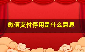 微信支付停用是什么意思