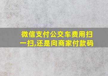 微信支付公交车费用扫一扫,还是向商家付款码