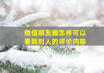 微信朋友圈怎样可以看到别人的评论内容