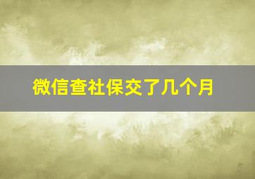 微信查社保交了几个月