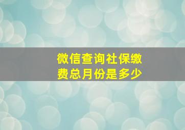 微信查询社保缴费总月份是多少