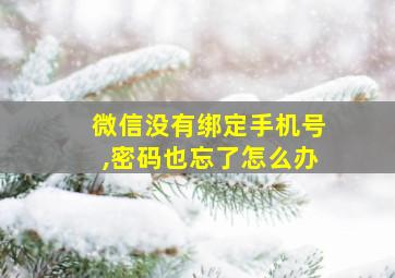 微信没有绑定手机号,密码也忘了怎么办