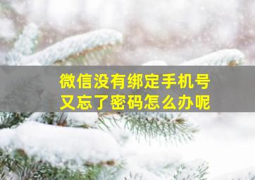 微信没有绑定手机号又忘了密码怎么办呢