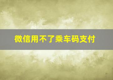 微信用不了乘车码支付