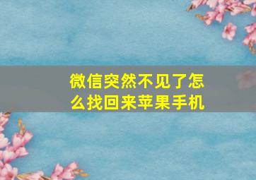 微信突然不见了怎么找回来苹果手机