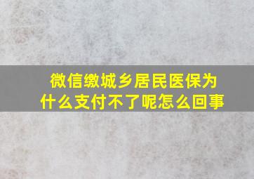 微信缴城乡居民医保为什么支付不了呢怎么回事