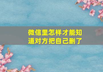 微信里怎样才能知道对方把自己删了