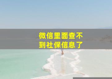 微信里面查不到社保信息了