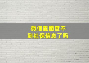 微信里面查不到社保信息了吗