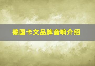 德国卡文品牌音响介绍